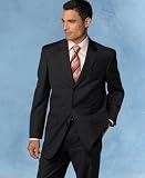 Alfani Three-Button Charcoal Pinstripe Wool Blazer