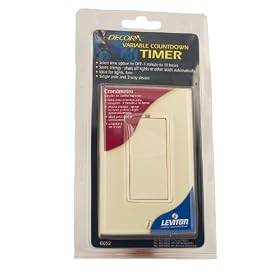 Leviton 6652-1A 500W / 500VA 1/6HP-120V, 120 Volt AC 60Hz, Decora, Rotary Dial Variable Countdown 1 Minute to 18 Hours, Electronic, Incandescent / Inductive Timer, Neutral Required, Almond