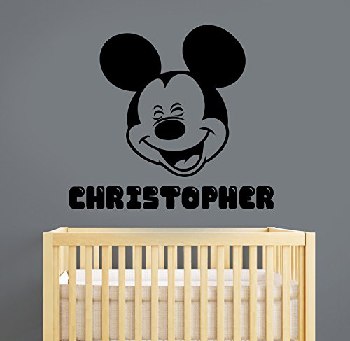 Boy Name Wall Decal Mickey Mouse Vinyl Sticker Disney Cartoon Art Decorations for Home Boys Room Bedroom Nursery Playroom Personalized Decor mimo9