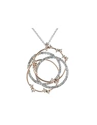 14K White and Pink Gold Circles 1.42 Ct Diamond Fashion Pendant (chain NOT included)