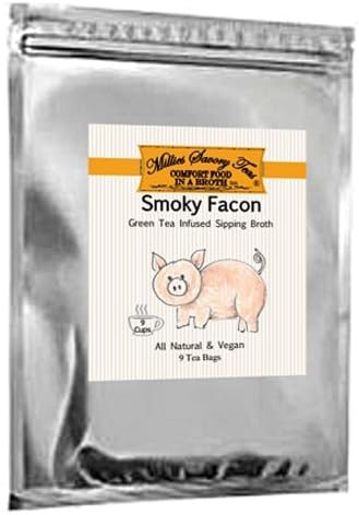 Millie's Savory Teas Travel Pack (2 Packs/Bags) - All Natural and Vegan Spices Infused in Green Tea - Low Calorie Low Carbohydrate Drink or Snack Food (Smoky Facon)