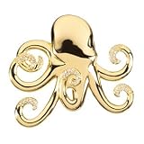 14K Yellow Gold Diamond Octopus Brooch - 0.37 Ct.