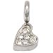 Czech Glass Heart Spring Ring Charm White Plated 14mm