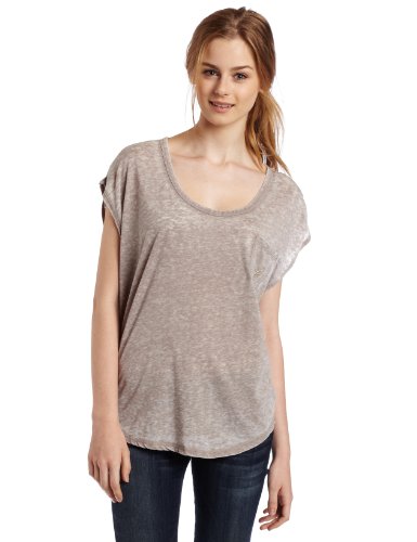 Volcom Juniors Moclov Circle Tee with Burnout Wash, Light Brown, Small