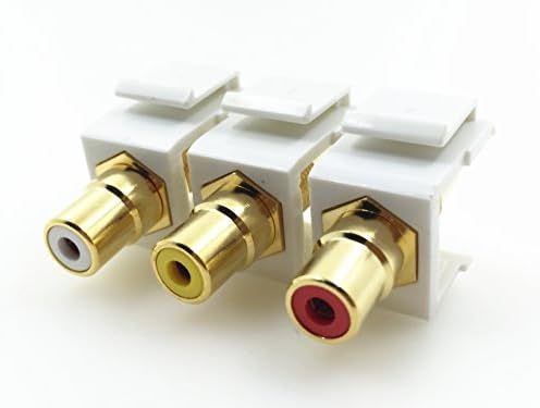 Smart Gala Stone-RCA Keystone Module Female to Female for Wall Plate(Yellow,Red,White each 1 pc)3 PACK
