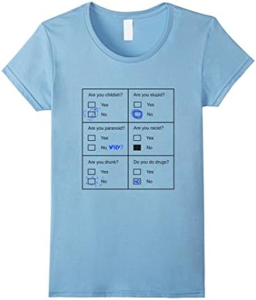 Women's Funny Psychology T-Shirt with Psychological Test Large Baby Blue