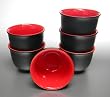 Porzellan Teetassen Set 6-teilig schwarz/rot (3587/D28)