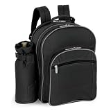 Picnic Backpack Capri w/ Wine Duffle Set For 2 in Black by Picnic Time