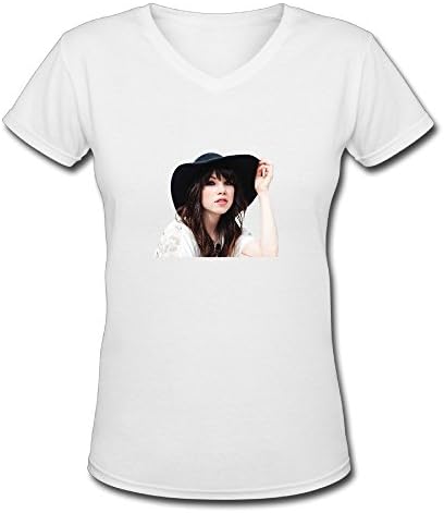 Emoute Women's Carly Rae Jepsen V-neck T-shirts M White