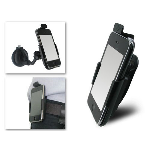 Bluetrade Tasche mit Befestigung G&uuml;rtel-Clip und Autohalterung f&uuml;r Apple Iphone 3G, 3GS
