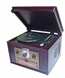 from Digital Technology UK Ltd Ultra Compact Retro Nostalgic Music Centre System - Turntable Record Player - CD - Radio - Cassette (Nostalgia 10 watt pmpo) - inc E516 stylus - Real Wood Veneer - Dark Oak Style Finish Model 626D