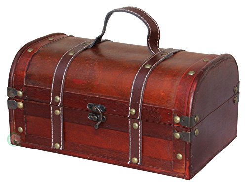 Vintiquewise(TM) Decorative Wood Treasure Box - Wooden Trunk Chest