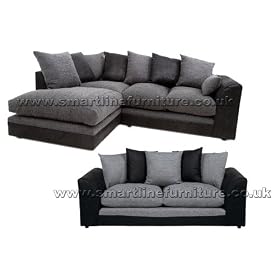 NEW Dalan Corner Sofa Left or Right Hand Sofas and 3 seater - Black Charcoal