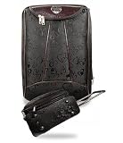 Brighton Inspired Ladies 2 Piece Two-Tone Black/Brown Alligator Heart Rolling Travel Bag