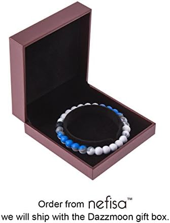 Blue Silicone High transparent Beaded Bracelet Black and White Beads (shark blue, M)