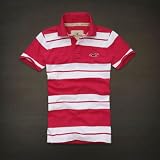 Hollister Co. ホリスター メンズ 半袖 ポロシャツ [ピンク/ホワイト・ストライプ] 並行輸入品