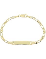 14k Yellow Gold, Classic Figaro Links ID Kids Children Bracelet 5.5mm Wide