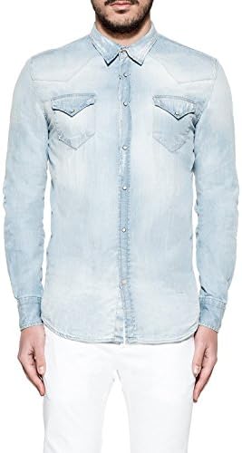 PMDS MEN'S 03381CMV2 LIGHT BLUE COTTON SHIRT