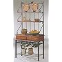 Dirty Oak Finish Metal & Wood Baker's Kitchen Rack w/Drawers