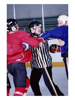 Ice Hockey Referee Attempting to Break Up a Fight Photographic Print, 18