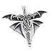 Gothic Styled Sterling Silver Double Headed Winged Dragon Pendant