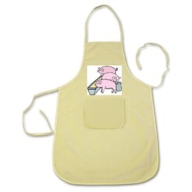 100% Cotton Apron with image: feeding, pigs, trough, animal, farm