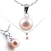 AugustinaJewelry Freshwater Cultured Round Shape 6-6.5mm Pink Pearl Pendant, 16" Sterling Silver 1MM Cable Chain