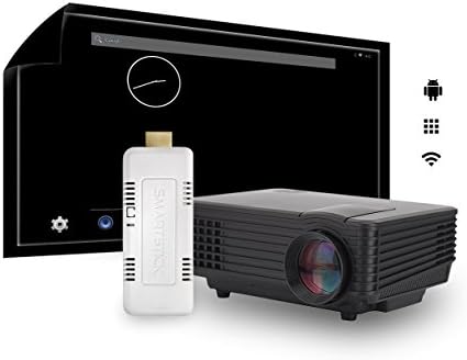Portable Multimedia Mini LED Projector for Party Home Entertainment COMPLETE PACKAGE with Wi-Fi SmartStick Custom Android PC Mini Computer (Custom Projection Screen Options)