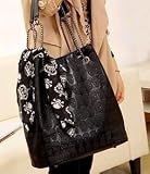 MDR Store Version Fashion Women's Faux Leather Skull Handbag Lady PU Totes Hobo & Carry Bag Black