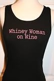 Black Embroidered Beater Style Tank Top Whiney Woman on Wine