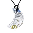 Handmade Crescent Moon Design Murano Glass Pendant - Mona Blue/Silver Style2