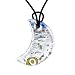 Handmade Crescent Moon Design Murano Glass Pendant - Mona Blue/Silver Style2