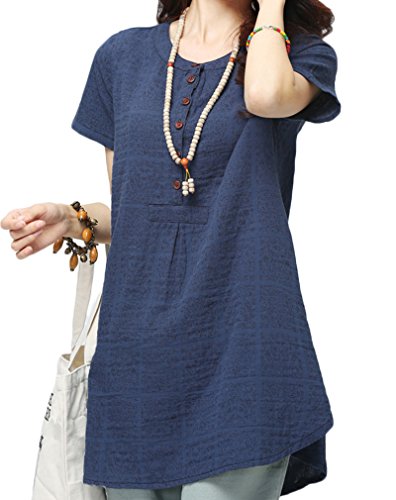 (ディーコッテ)D'Kotte リネン ワンピース チュニック 半袖 春 夏 ミニ カットソー シャツ 丈 ゆったり 大きい サイズ ワンピ 麻 レディース neay123