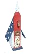 Funky Randy Birdhouse 25" Patriotic Star Bell Antique White Knob Key Lock Old Plaque Red/White/Blue 25" Tall R-120-W