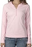 Bella Ladies Cotton Spandex Half-Zip Hooded Pullover. 875
