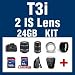 Canon EOS Rebel T3i DSLR Camera with 2 IS Lenses: EF-S 18-55mm f/3.5-5.6 IS AF & EF-S 55-250mm f/4-5.6 IS AF + 24 GB & Deluxe Accessory KIT