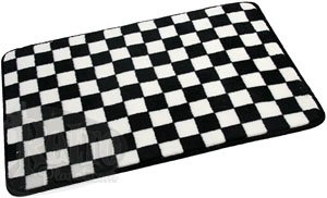 Black and White Checkered Checker Bath Mat Rug Check