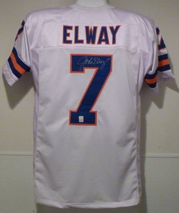 John Elway Autographed/Hand Signed Denver Broncos White Jersey