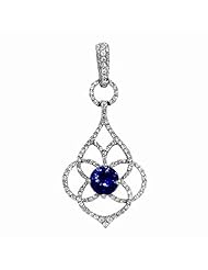 14K White Gold Tanzanite and Diamond Pendant -- LIFETIME WARRANTY