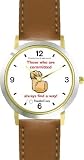 Habit 1 - Those Committed #1 (English Text) - DELUXE TWO-TONE WATCH from THE 7 HABITS - WATCH COLLECTION BY WATCHBUDDY&reg; - Arabic Numbers - Brown Leather Strap-Size-Women's Size-Small