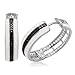 Sterling Silver Enamel Black Diamond Hoop Earrings title=