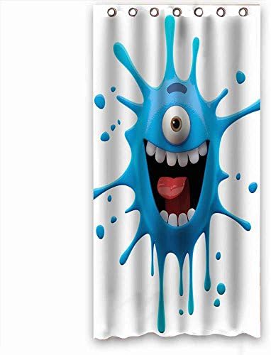 Cool Print Custom ( Blue Blob Monster Bright Smiling Monster On A White Background Blue Monster Blot ) Shower Curtain For Men's Gift Fit 36" x 72"(90cm x 180cm) SC-9-2233