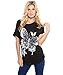 KRISP Women's Fashion Casual Oversized Comfy Sequin Butterfly Print Shirred T-Shirt US 4-16