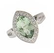 14k White Gold Diamond Water Green Peridot Ring