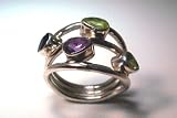 Three Strand Amethyst and Peridot Ring