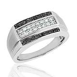 Men's Diamond and Black Diamond Ring 1/2ctw