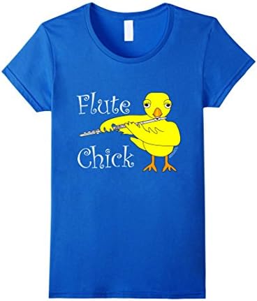 Women's Flute Chick Funny Musical Instrument T Shirt With White Text XL Royal Blue