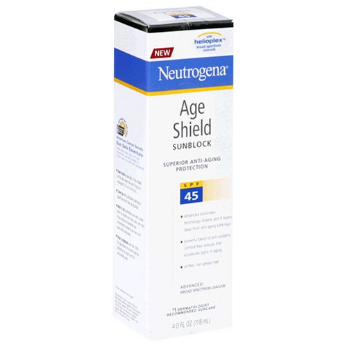 Neutrogena Age Shield Sunblock with Helioplex, SPF 45, 4-Ounce Tubes (Pack of 2)