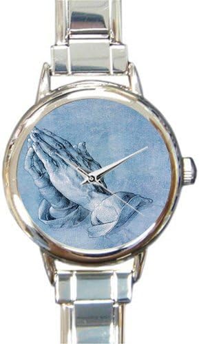 Special Design Renaissance Collection, Christian Religious Gift Prayer, Praying Hands Round Italian Charm Watch