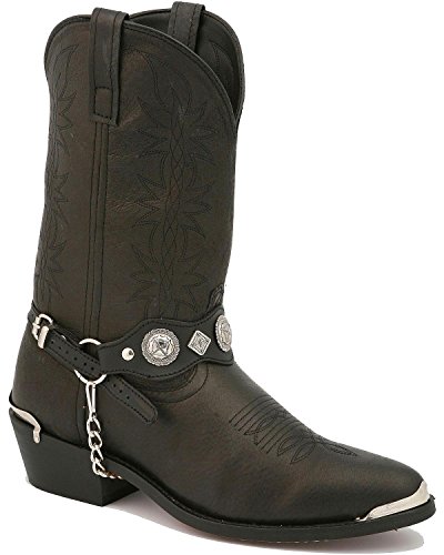 Dingo Men's Concho Strap 12" Boot,Black,7 D(M) US